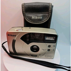 Nikon AF240SV Quartz Date 35mm Compact Film Camera With Nikon Case Tested Works